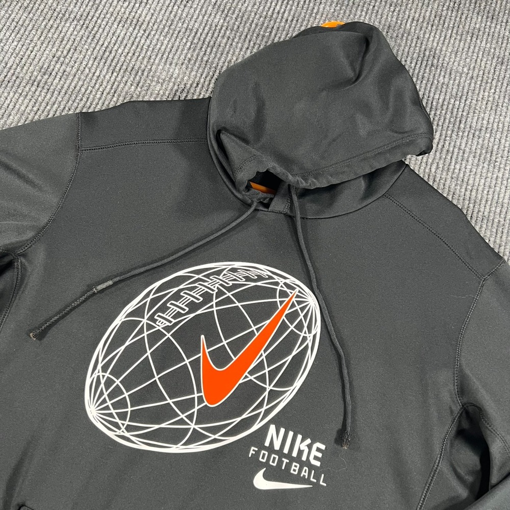 Nike Football Hoodie Sweatshirt Mens Large Black Long Sleeve Dri Fit Active